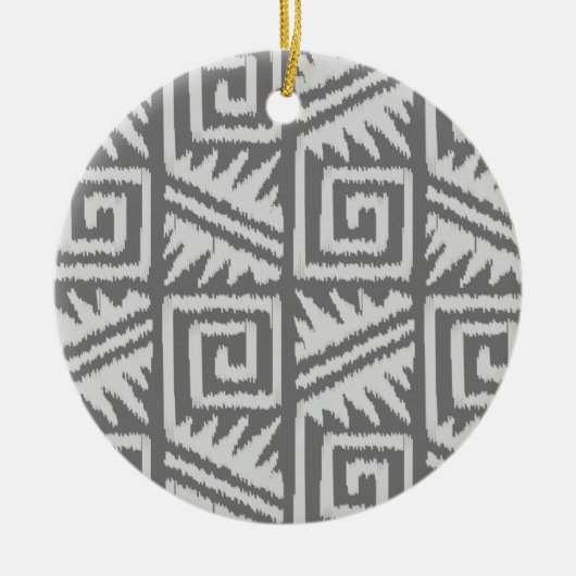 Ikat Aztec Pattern - Shades of Grey / Grey Keramisch Ornament (Voorkant)
