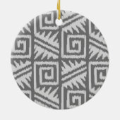 Ikat Aztec Pattern - Shades of Grey / Grey Keramisch Ornament (Achterkant)