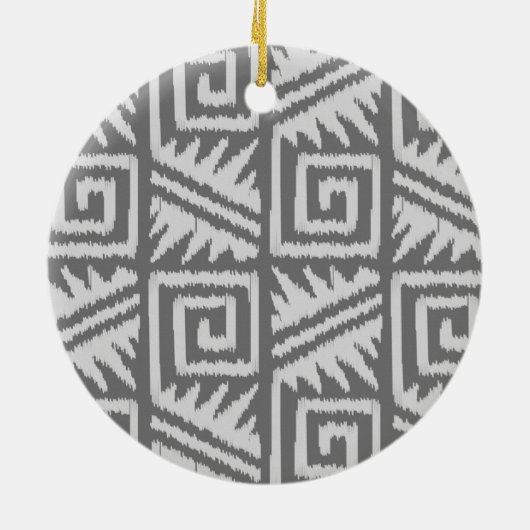 Ikat Aztec Pattern - Shades of Grey / Grey Keramisch Ornament (Achterkant)