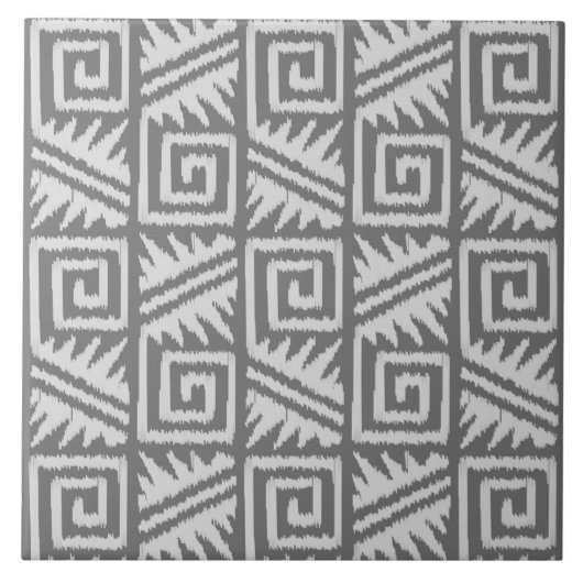 Ikat Aztec Pattern - Shades of Grey / Grey Tegeltje (Voorkant)