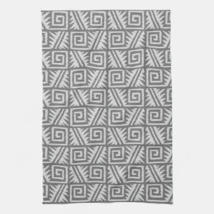 Ikat Aztec Pattern - Shades of Grey / Grey Theedoek
