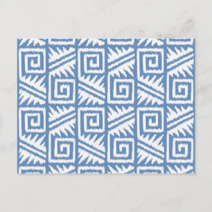 Ikat Aztec Pattern - Sky Blue and White Briefkaart