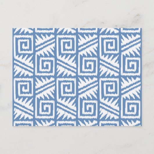 Ikat Aztec Pattern - Sky Blue and White Briefkaart (Voorkant)