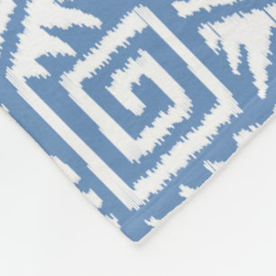 Ikat Aztec Pattern - Sky Blue and White Fleece Deken