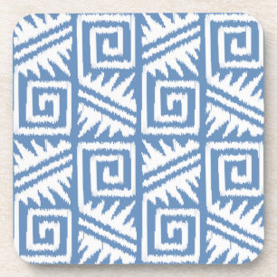 Ikat Aztec Pattern - Sky Blue and White Onderzetter