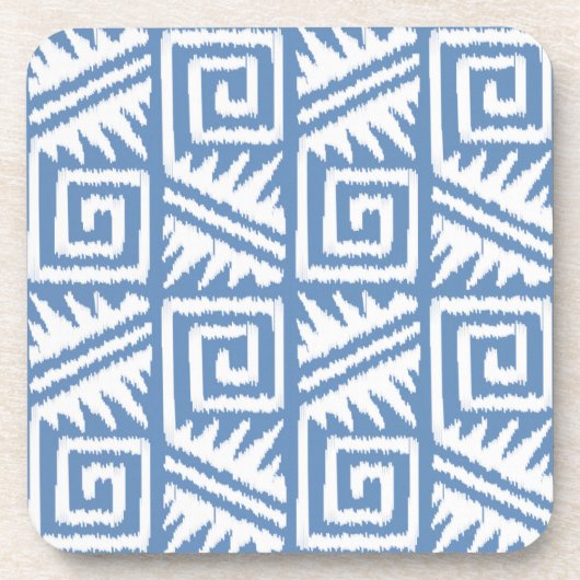 Ikat Aztec Pattern - Sky Blue and White Onderzetter (Voorkant)