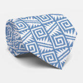 Ikat Aztec Pattern - Sky Blue and White Stropdas (Opgerold)