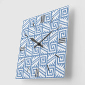 Ikat Aztec Pattern - Sky Blue and White Vierkante Klok (Hoek)