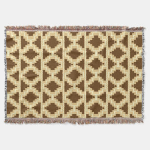Ikat Aztec Pattern - Tan, brown and crème Deken