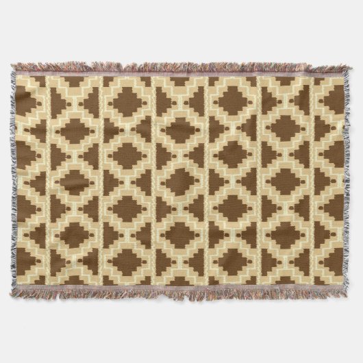 Ikat Aztec Pattern - Tan, brown and crème Deken (Voorkant)