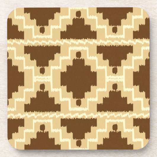 Ikat Aztec Pattern - Tan, brown and crème Drankjes Onderzetter (Voorkant)