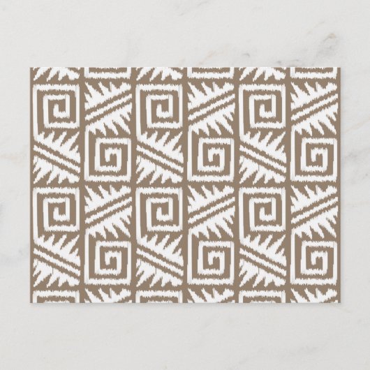 Ikat Aztec Pattern - Taupe Tan and Cream Briefkaart (Voorkant)