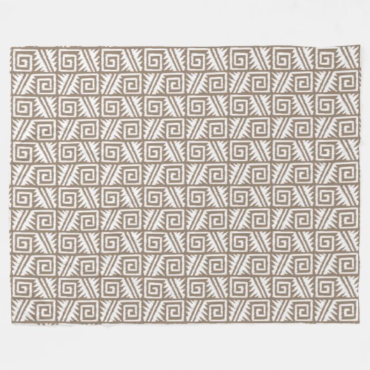 Ikat Aztec Pattern - Taupe Tan and Cream Fleece Deken (Voorkant (Horizontaal))