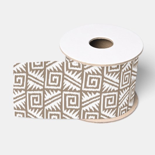 Ikat Aztec Pattern - Taupe Tan and Cream Grosgrain Lint (Spoel)
