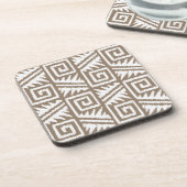 Ikat Aztec Pattern - Taupe Tan and Cream Onderzetter (Linkerzijde)