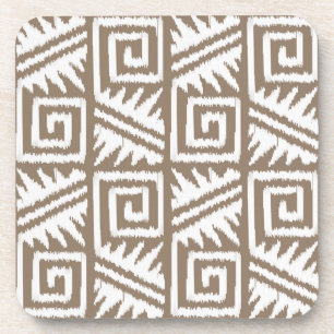 Ikat Aztec Pattern - Taupe Tan and Cream Onderzetter