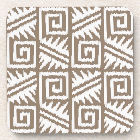 Ikat Aztec Pattern - Taupe Tan and Cream Onderzetter (Voorkant)