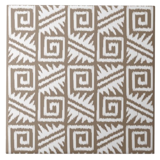 Ikat Aztec Pattern - Taupe Tan and Cream Tegeltje (Voorkant)