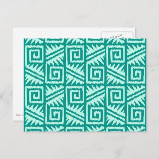Ikat Aztec Pattern - Turquoise en Aqua Briefkaart (Voorkant / Achterkant)