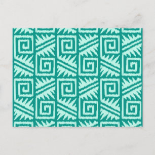 Ikat Aztec Pattern - Turquoise en Aqua Briefkaart