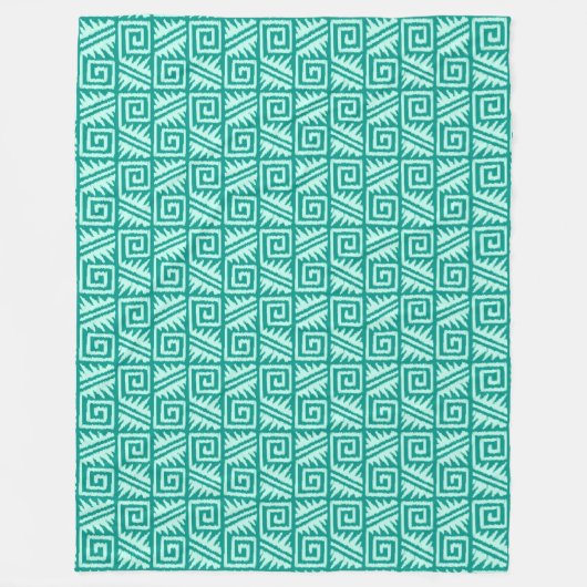 Ikat Aztec Pattern - Turquoise en Aqua Fleece Deken (Voorkant)