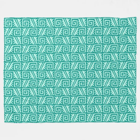 Ikat Aztec Pattern - Turquoise en Aqua Fleece Deken (Voorkant (Horizontaal))