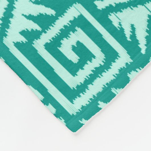 Ikat Aztec Pattern - Turquoise en Aqua Fleece Deken (Hoek)