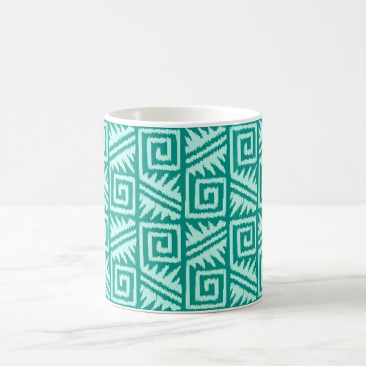 Ikat Aztec Pattern - Turquoise en Aqua Koffiemok (Center)