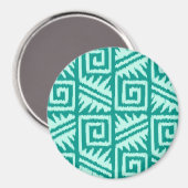 Ikat Aztec Pattern - Turquoise en Aqua Magneet (Voorkant / Achterkant)
