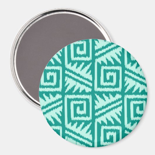 Ikat Aztec Pattern - Turquoise en Aqua Magneet (Voorkant / Achterkant)