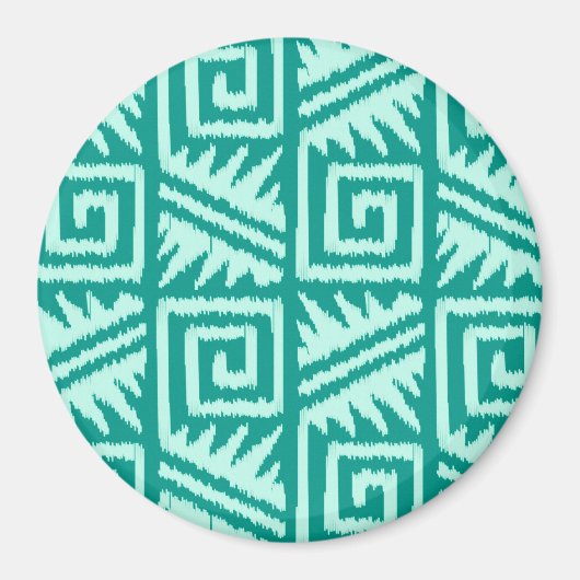 Ikat Aztec Pattern - Turquoise en Aqua Magneet (Voorkant)