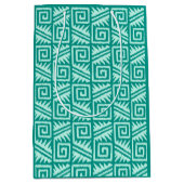 Ikat Aztec Pattern - Turquoise en Aqua Medium Cadeauzakje (Voorkant)