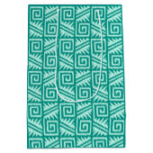 Ikat Aztec Pattern - Turquoise en Aqua Medium Cadeauzakje (Achterkant)