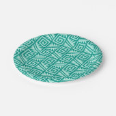 Ikat Aztec Pattern - Turquoise en Aqua Papieren Bordje (Gekanteld)