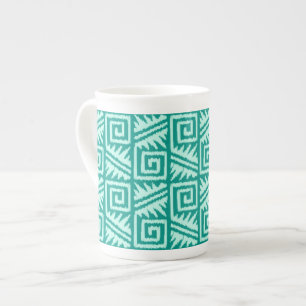 Ikat Aztec Pattern - Turquoise en Aqua Porselein Kop