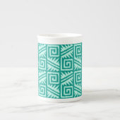 Ikat Aztec Pattern - Turquoise en Aqua Porselein Kop (Voorkant)