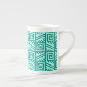 Ikat Aztec Pattern - Turquoise en Aqua Porselein Kop (Rechts)