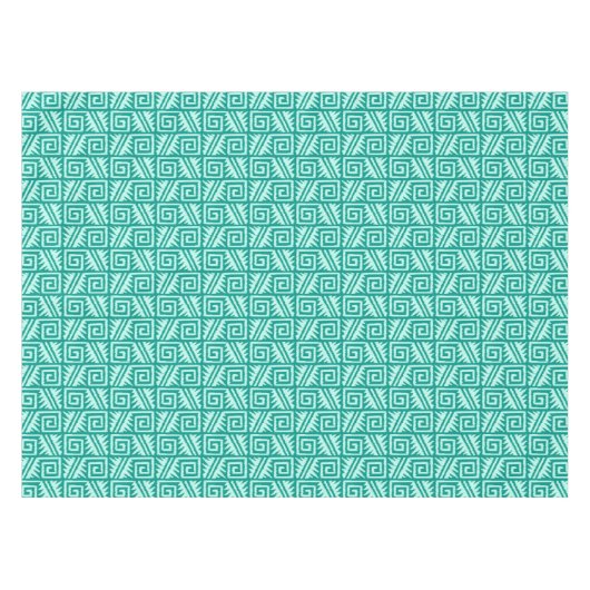 Ikat Aztec Pattern - Turquoise en Aqua Tafelkleed (Voorkant (Horizontaal))