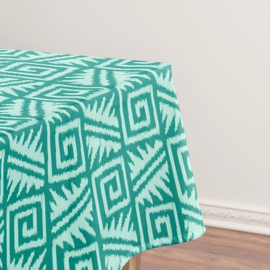 Ikat Aztec Pattern - Turquoise en Aqua Tafelkleed (Voorbeeld)