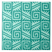 Ikat Aztec Pattern - Turquoise en Aqua Tegeltje (Voorkant)