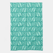 Ikat Aztec Pattern - Turquoise en Aqua Theedoek (Verticaal)