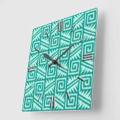 Ikat Aztec Pattern - Turquoise en Aqua Vierkante Klok (Hoek)