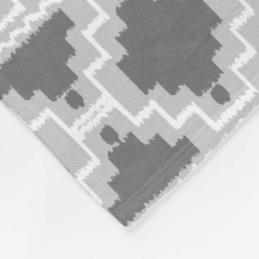 Ikat Aztec-stam - Donkergrijs en lichtgrijs Fleece Deken (Hoek)