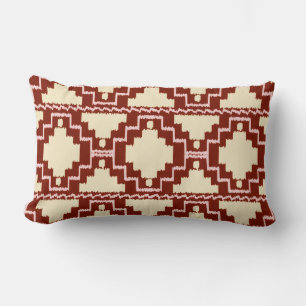 Ikat Aztec Tribal - Beige, Bourgogne en roze Kussen