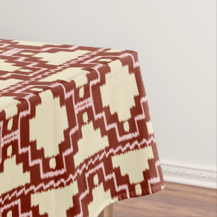 Ikat Aztec Tribal - Beige, Bourgogne en roze Tafelkleed