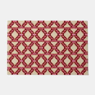Ikat Aztec Tribal Beige, Bourgondi en Beige  Deurmat