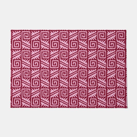 Ikat Aztec Tribal - Bourgogne en roze Deurmat (Voorkant)