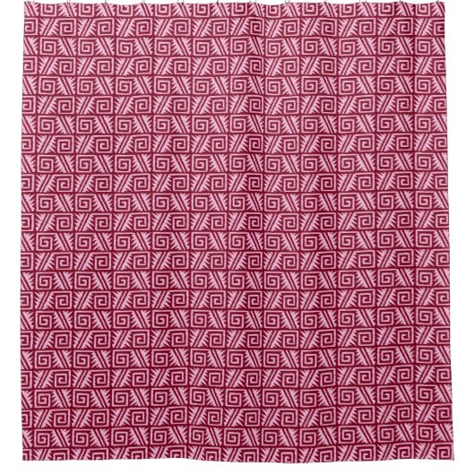 Ikat Aztec Tribal - Bourgogne en roze Douchegordijn (Voorkant)