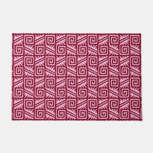 Ikat Aztec Tribal - Bourgondi en Roze Deurmat