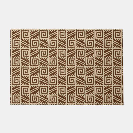 Ikat Aztec Tribal, Chocolate Brown en Tan Deurmat (Voorkant)